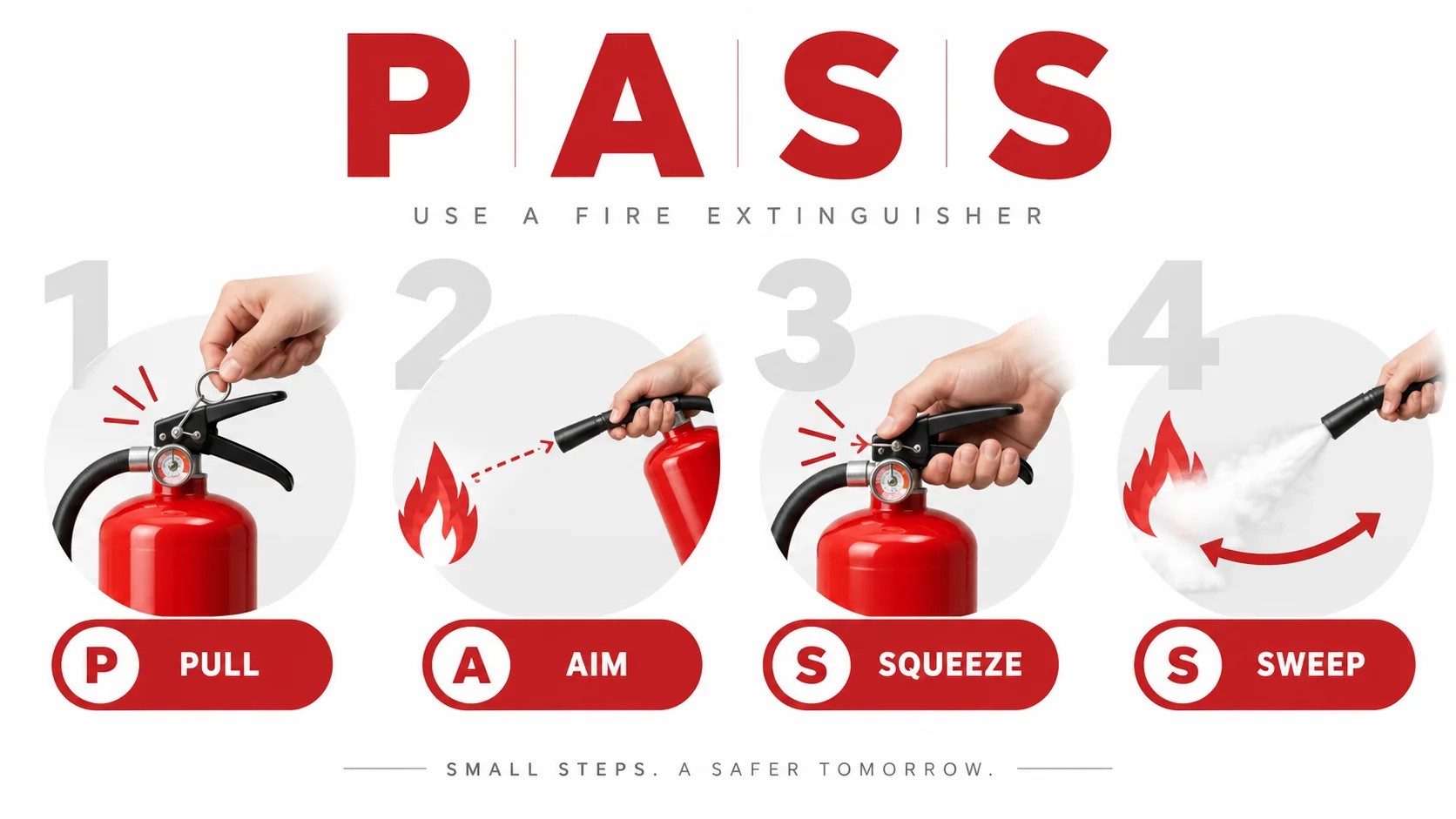 PASS method for fire extinguisher