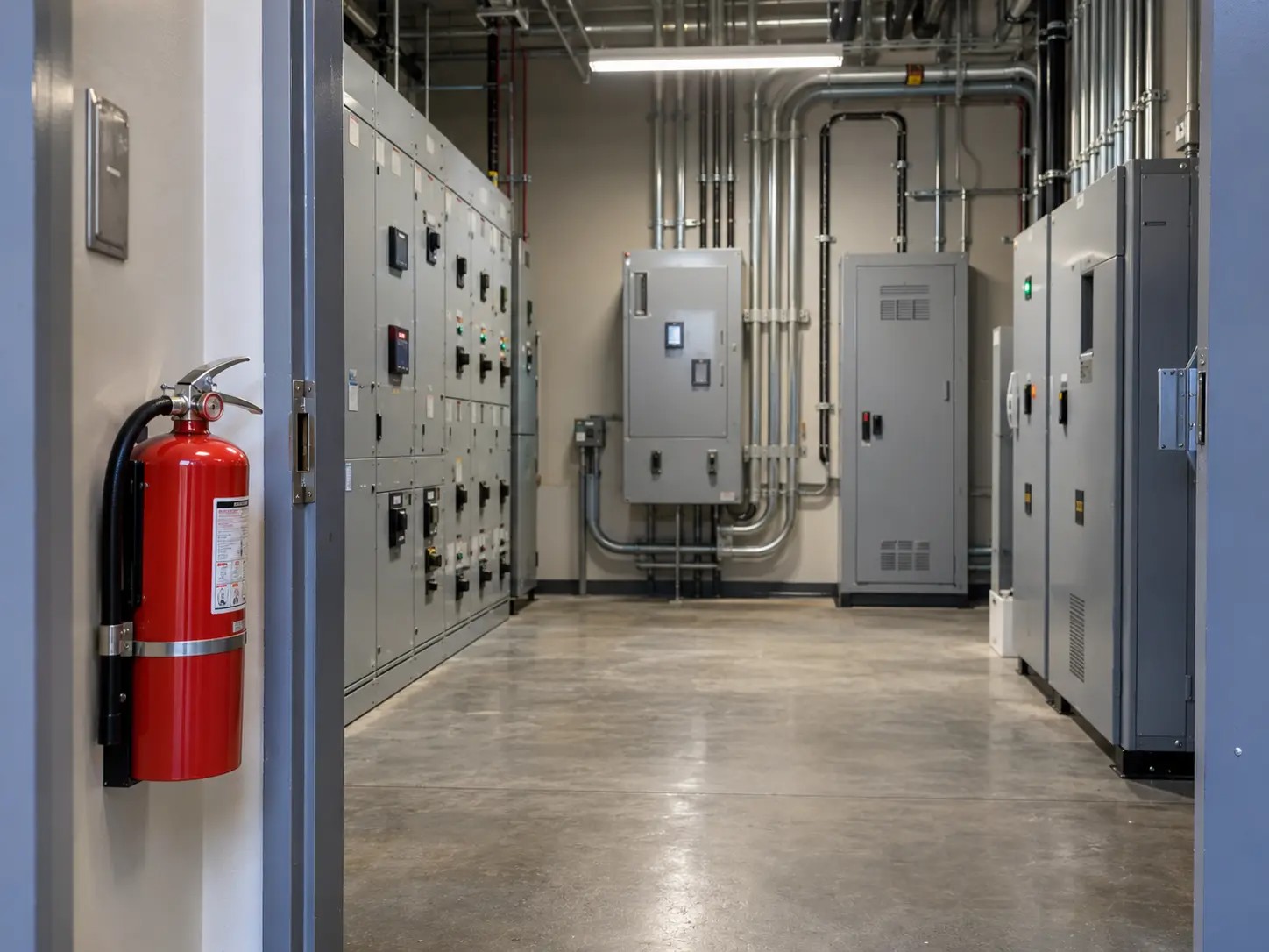 fire extinguisher in electric plant room