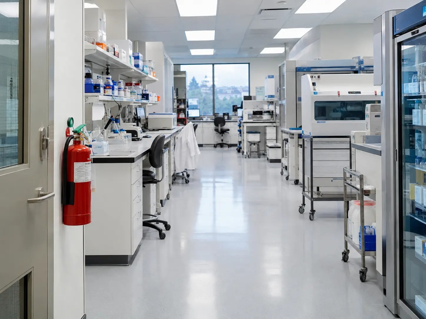 fire extinguisher in hospital lab